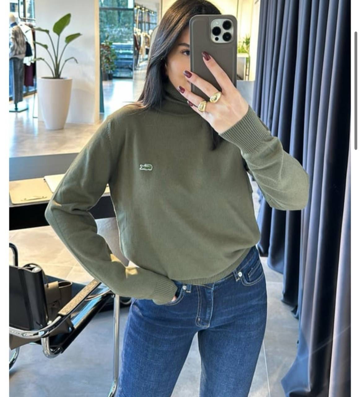 Lacoste Marka Model Haki Balıkçıyaka Kazak