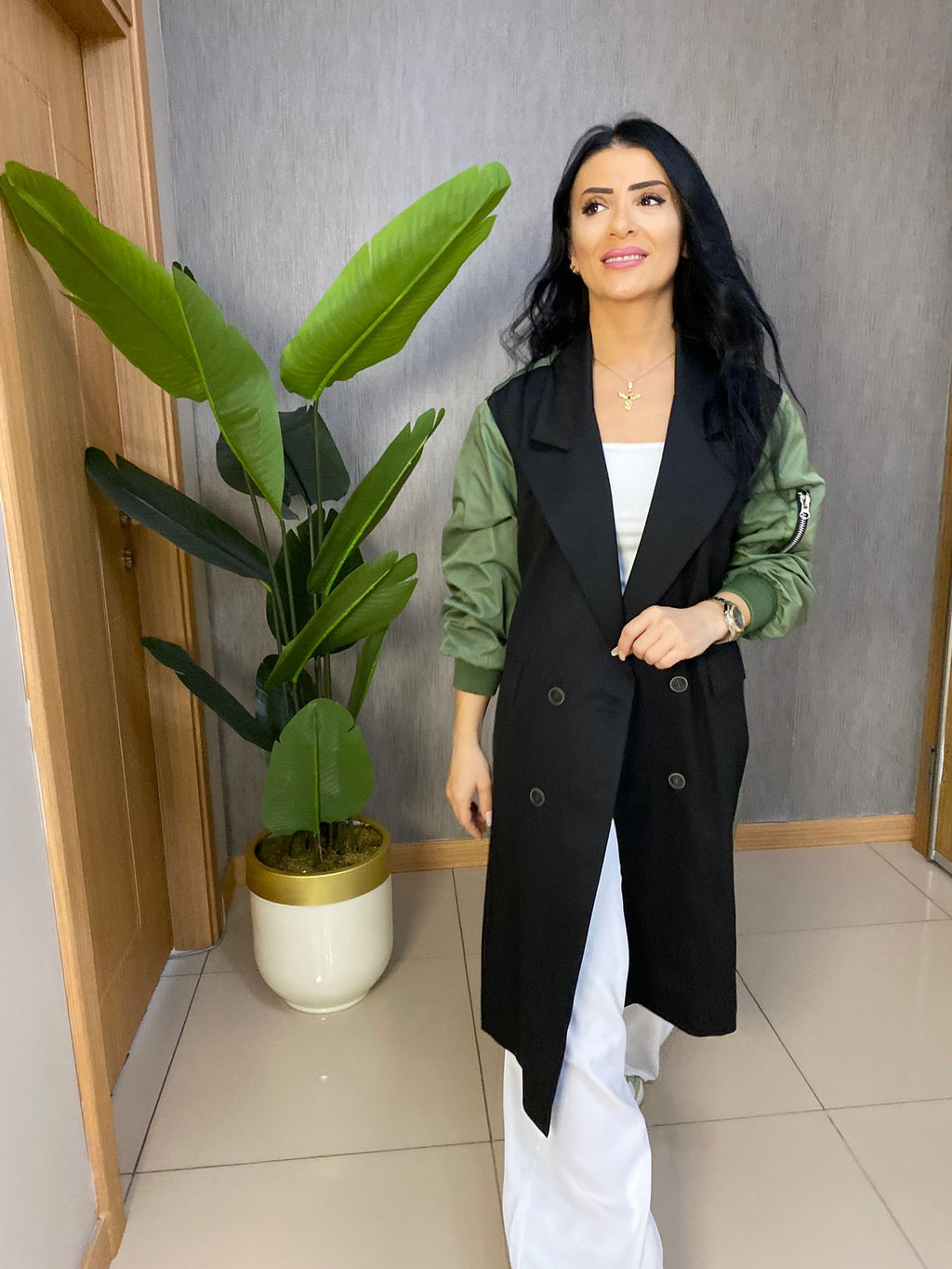 MATCH DETAYLI PREMİUM TRENÇKOT