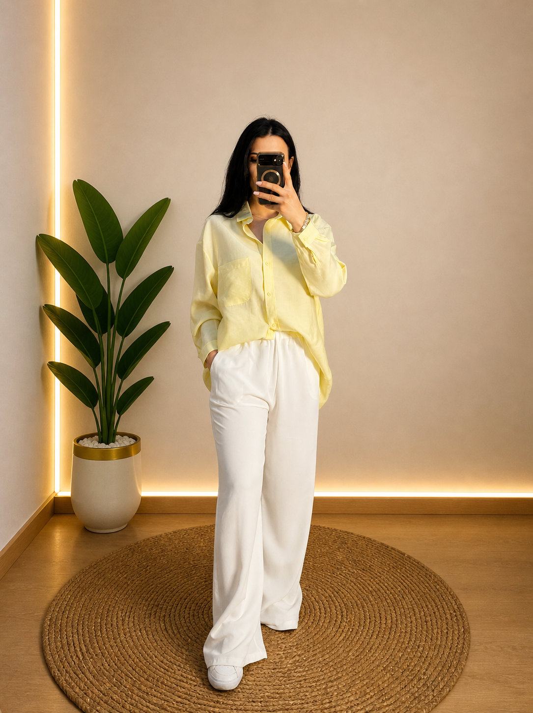 PREMIUM OVERSIZE SARI GÖMLEK