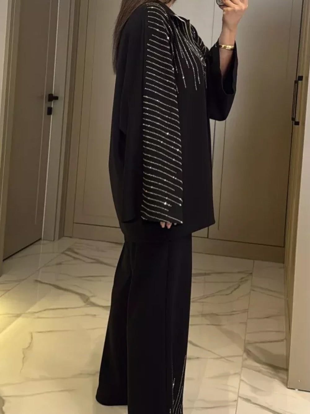 İTHAL TAŞ DETAYLI İKİLİ TAKIM