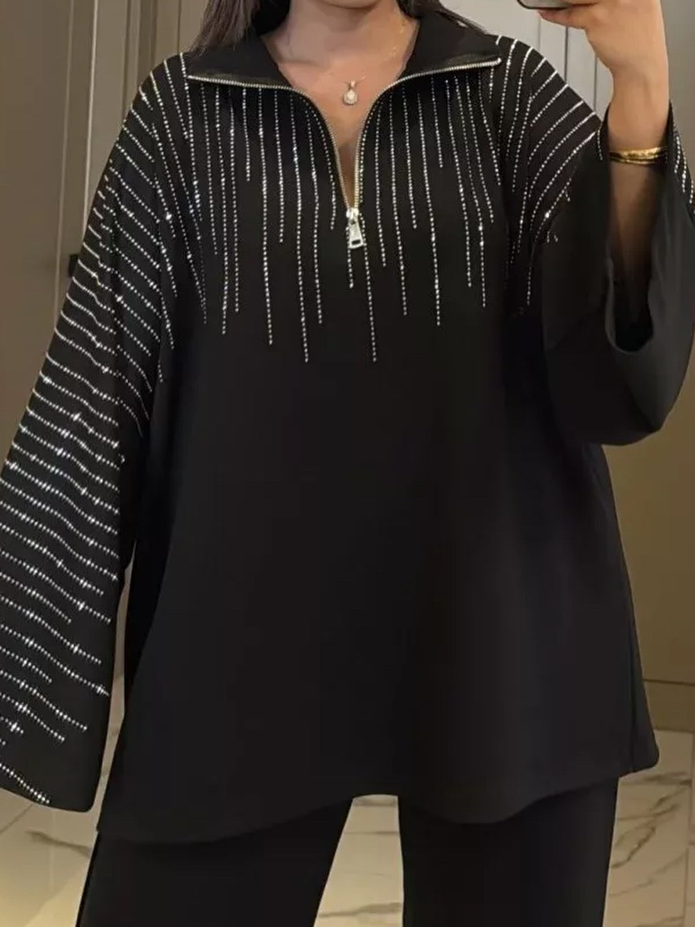 İTHAL TAŞ DETAYLI İKİLİ TAKIM