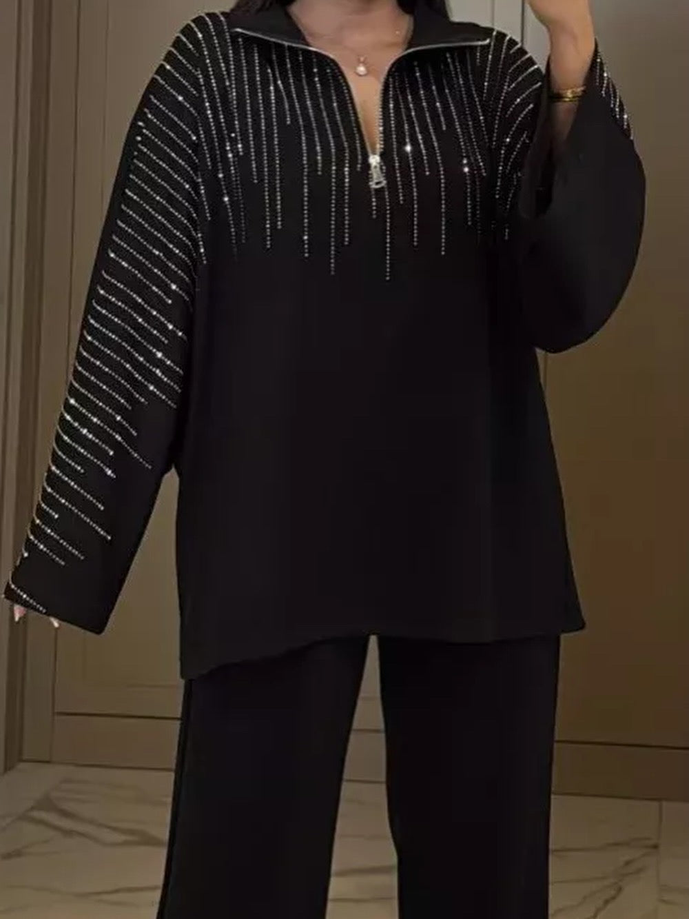 İTHAL TAŞ DETAYLI İKİLİ TAKIM