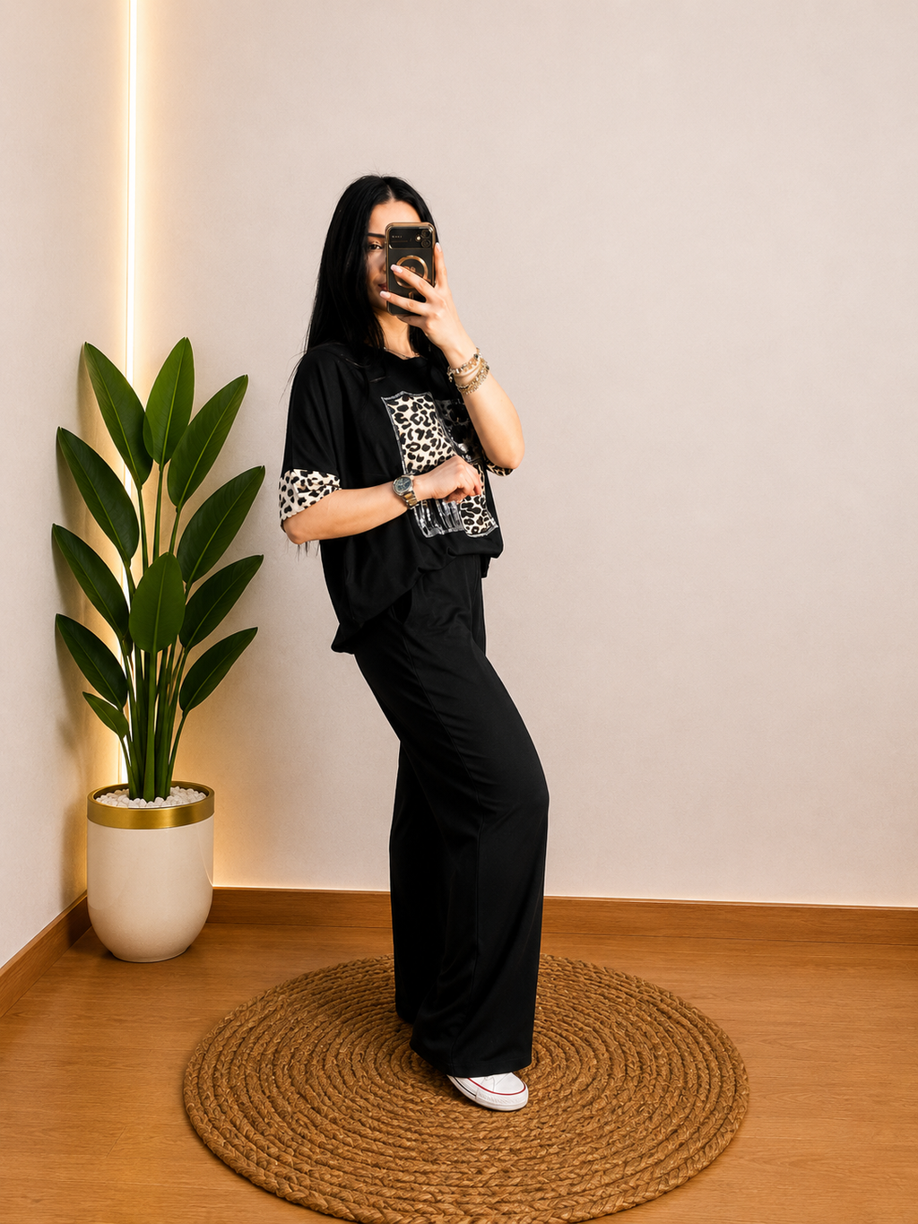 LUNA SİYAH LEOPAR TAKIM