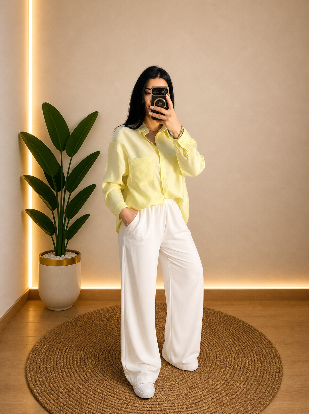 PREMIUM OVERSIZE SARI GÖMLEK