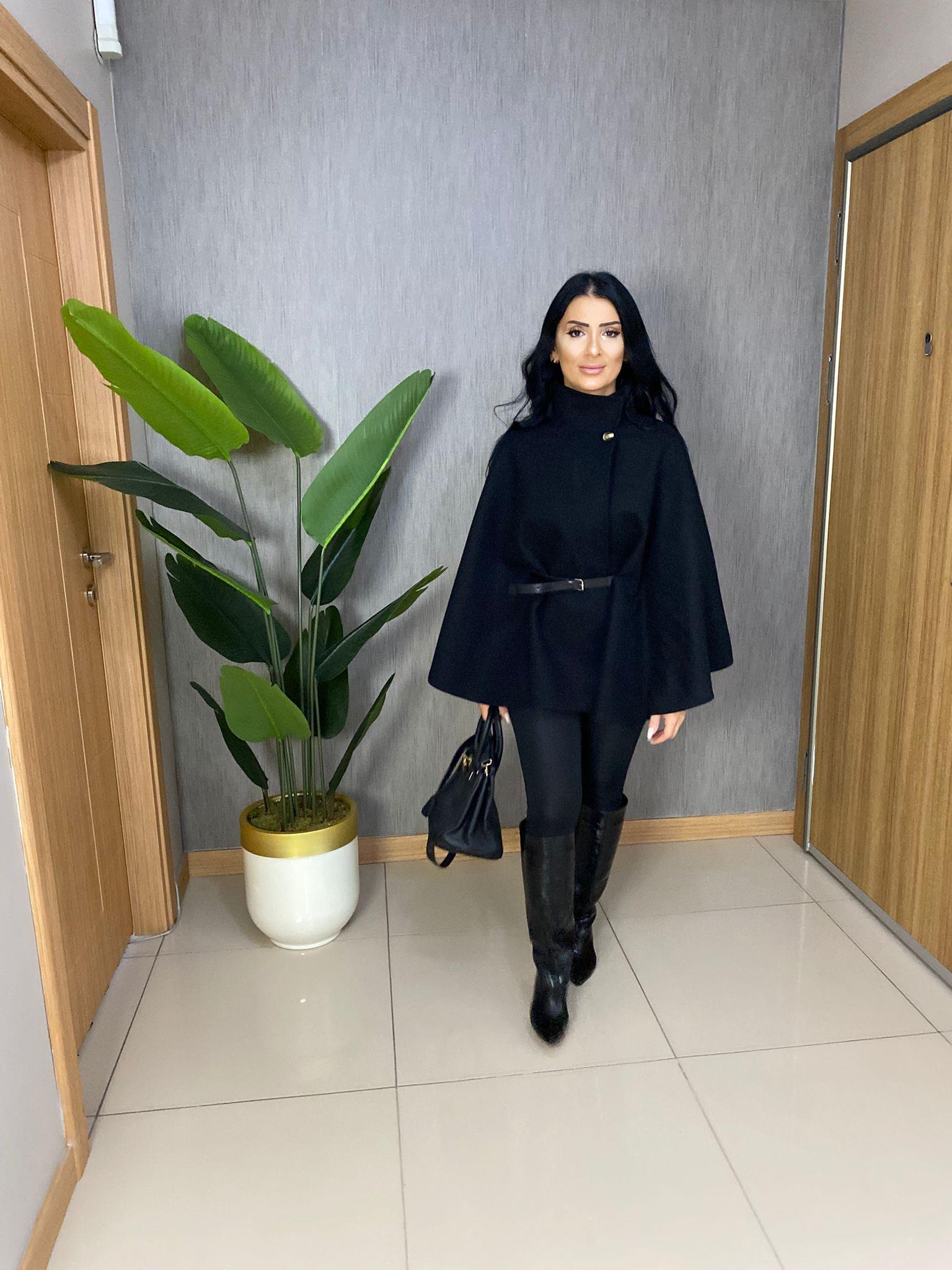 KAŞE SİYAH RENK PANÇO