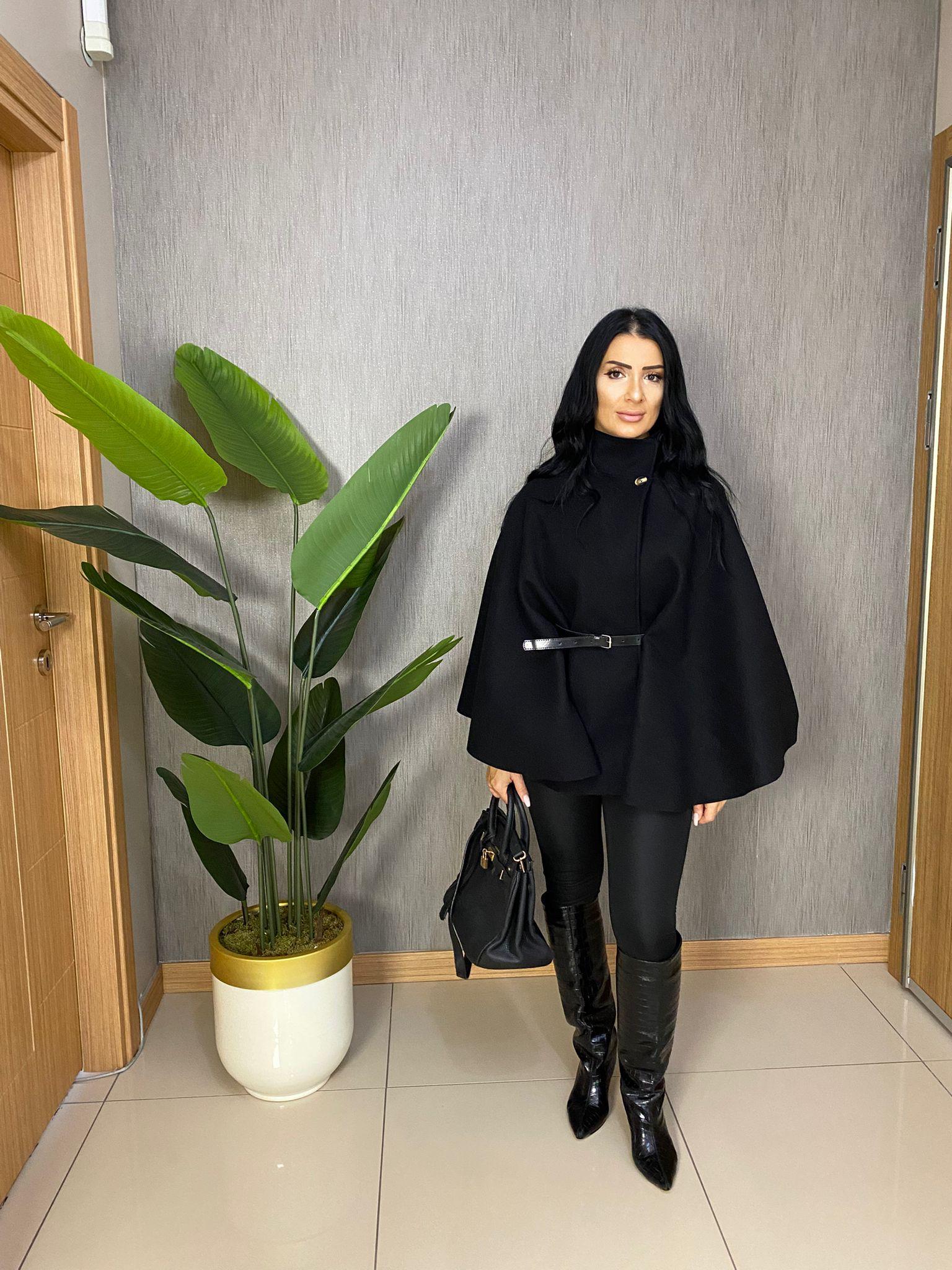 KAŞE SİYAH RENK PANÇO